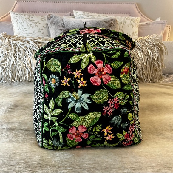 VERA BRADLEY Botanica 2007 Large Duffle Bag Zipper Y2K Black Pink Green Floral - Picture 8 of 13